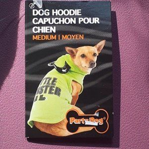 Pet Dog shirt Hoodie Costume Little Monster Green Horns Medium